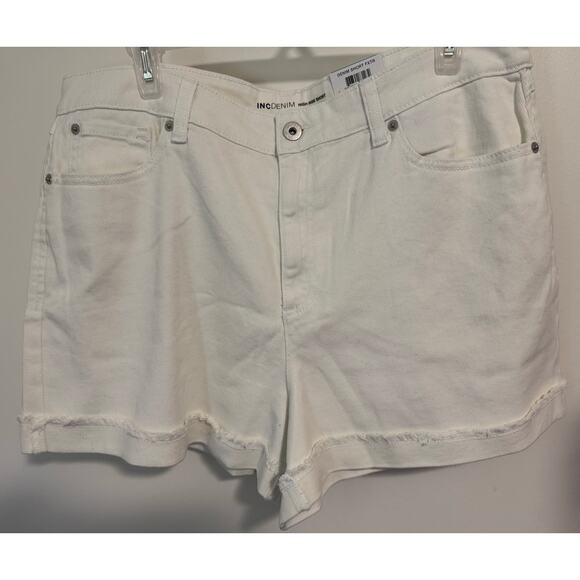 INC 16 Polar white frayed cuffs rise NWT denim shorts.
